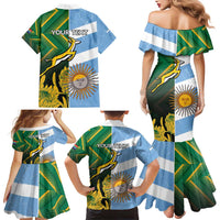 South Africa and Argentina Rugby Personalized Family Matching Mermaid Dress and Hawaiian Shirt Springboks With Los Pumas