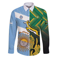 South Africa and Argentina Rugby Personalized Family Matching Off The Shoulder Long Sleeve Dress and Hawaiian Shirt Springboks With Los Pumas