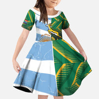 South Africa and Argentina Rugby Personalized Family Matching Off Shoulder Maxi Dress and Hawaiian Shirt Springboks With Los Pumas