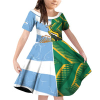 South Africa and Argentina Rugby Personalized Family Matching Off Shoulder Short Dress and Hawaiian Shirt Springboks With Los Pumas