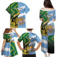 South Africa and Argentina Rugby Personalized Family Matching Puletasi and Hawaiian Shirt Springboks With Los Pumas