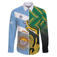 South Africa and Argentina Rugby Personalized Family Matching Short Sleeve Bodycon Dress and Hawaiian Shirt Springboks With Los Pumas