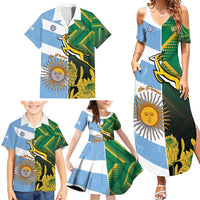 South Africa and Argentina Rugby Personalized Family Matching Summer Maxi Dress and Hawaiian Shirt Springboks With Los Pumas