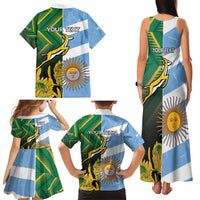 South Africa and Argentina Rugby Personalized Family Matching Tank Maxi Dress and Hawaiian Shirt Springboks With Los Pumas
