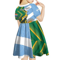 South Africa and Argentina Rugby Personalized Kid Short Sleeve Dress Springboks With Los Pumas