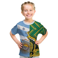 South Africa and Argentina Rugby Personalized Kid T Shirt Springboks With Los Pumas
