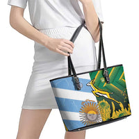 South Africa and Argentina Rugby Leather Tote Bag Springboks With Los Pumas