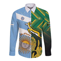 South Africa and Argentina Rugby Personalized Long Sleeve Button Shirt Springboks With Los Pumas