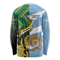 South Africa and Argentina Rugby Personalized Long Sleeve Shirt Springboks With Los Pumas