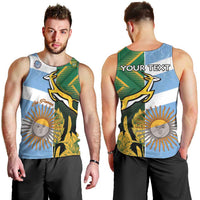 South Africa and Argentina Rugby Personalized Men Tank Top Springboks With Los Pumas