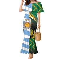 South Africa and Argentina Rugby Personalized Mermaid Dress Springboks With Los Pumas