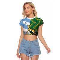 South Africa and Argentina Rugby Personalized Raglan Cropped T Shirt Springboks With Los Pumas