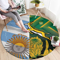 South Africa and Argentina Rugby Round Carpet Springboks With Los Pumas