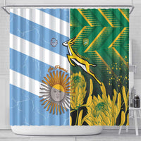 South Africa and Argentina Rugby Shower Curtain Springboks With Los Pumas