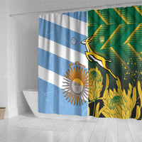 South Africa and Argentina Rugby Shower Curtain Springboks With Los Pumas