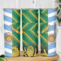 South Africa and Argentina Rugby Personalized Skinny Tumbler Springboks With Los Pumas