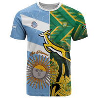 South Africa and Argentina Rugby Personalized T Shirt Springboks With Los Pumas