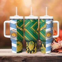 South Africa and Argentina Rugby Personalized Tumbler With Handle Springboks With Los Pumas