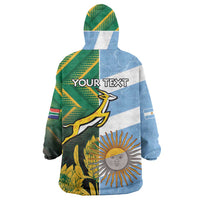 South Africa and Argentina Rugby Personalized Wearable Blanket Hoodie Springboks With Los Pumas