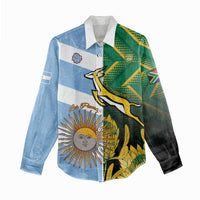 South Africa and Argentina Rugby Personalized Women Casual Shirt Springboks With Los Pumas