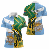 South Africa and Argentina Rugby Personalized Women Polo Shirt Springboks With Los Pumas