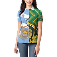 South Africa and Argentina Rugby Personalized Women Polo Shirt Springboks With Los Pumas