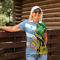 South Africa and Argentina Rugby Personalized Women Polo Shirt Springboks With Los Pumas