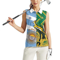 South Africa and Argentina Rugby Personalized Women Sleeveless Polo Shirt Springboks With Los Pumas
