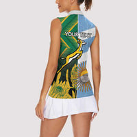 South Africa and Argentina Rugby Personalized Women Sleeveless Polo Shirt Springboks With Los Pumas