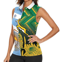 South Africa and Argentina Rugby Personalized Women Sleeveless Polo Shirt Springboks With Los Pumas