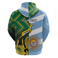 South Africa and Argentina Rugby Personalized Zip Hoodie Springboks With Los Pumas