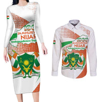 Personalised Niger Couples Matching Long Sleeve Bodycon Dress and Long Sleeve Button Shirt 1960 Jamhuriyar Nijar Independence Day