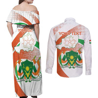Personalised Niger Couples Matching Off Shoulder Maxi Dress and Long Sleeve Button Shirt 1960 Jamhuriyar Nijar Independence Day