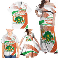Personalised Niger Family Matching Off Shoulder Maxi Dress and Hawaiian Shirt 1960 Jamhuriyar Nijar Independence Day