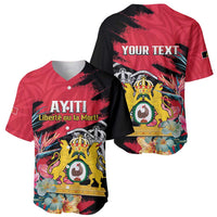 Personalised First Empire of Haiti Baseball Jersey Haitian Coat Of Arms 1804-1806 Tropical Flowers