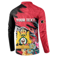 Personalised First Empire of Haiti Button Sweatshirt Haitian Coat Of Arms 1804-1806 Tropical Flowers