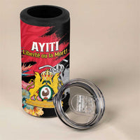 Personalised First Empire of Haiti 4 in 1 Can Cooler Tumbler Haitian Coat Of Arms 1804-1806 Tropical Flowers