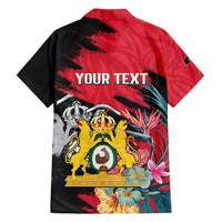 Personalised First Empire of Haiti Family Matching Short Sleeve Bodycon Dress and Hawaiian Shirt Haitian Coat Of Arms 1804-1806 Tropical Flowers