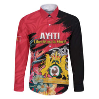 Personalised First Empire of Haiti Family Matching Short Sleeve Bodycon Dress and Hawaiian Shirt Haitian Coat Of Arms 1804-1806 Tropical Flowers