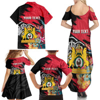 Personalised First Empire of Haiti Family Matching Summer Maxi Dress and Hawaiian Shirt Haitian Coat Of Arms 1804-1806 Tropical Flowers