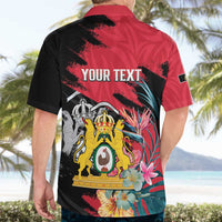 Personalised First Empire of Haiti Hawaiian Shirt Haitian Coat Of Arms 1804-1806 Tropical Flowers