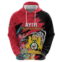 Personalised First Empire of Haiti Hoodie Haitian Coat Of Arms 1804-1806 Tropical Flowers
