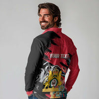 Personalised First Empire of Haiti Long Sleeve Polo Shirt Haitian Coat Of Arms 1804-1806 Tropical Flowers