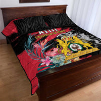 First Empire of Haiti Quilt Bed Set Haitian Coat Of Arms 1804-1806 Tropical Flowers