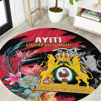 First Empire of Haiti Round Carpet Haitian Coat Of Arms 1804-1806 Tropical Flowers