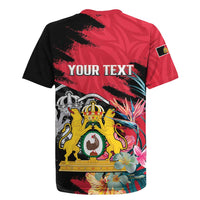 Personalised First Empire of Haiti Rugby Jersey Haitian Coat Of Arms 1804-1806 Tropical Flowers