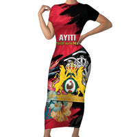 Personalised First Empire of Haiti Short Sleeve Bodycon Dress Haitian Coat Of Arms 1804-1806 Tropical Flowers