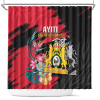 First Empire of Haiti Shower Curtain Haitian Coat Of Arms 1804-1806 Tropical Flowers