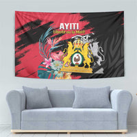 First Empire of Haiti Tapestry Haitian Coat Of Arms 1804-1806 Tropical Flowers