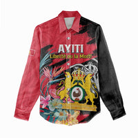 Personalised First Empire of Haiti Women Casual Shirt Haitian Coat Of Arms 1804-1806 Tropical Flowers